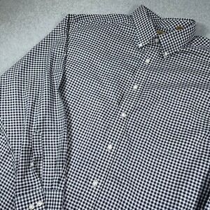 Roundtree & Yorke Gold Label Button Down Shirt Mens 2XB Black Gingham Non Iron